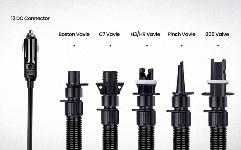 paddle board electric pump with 5 types of valves